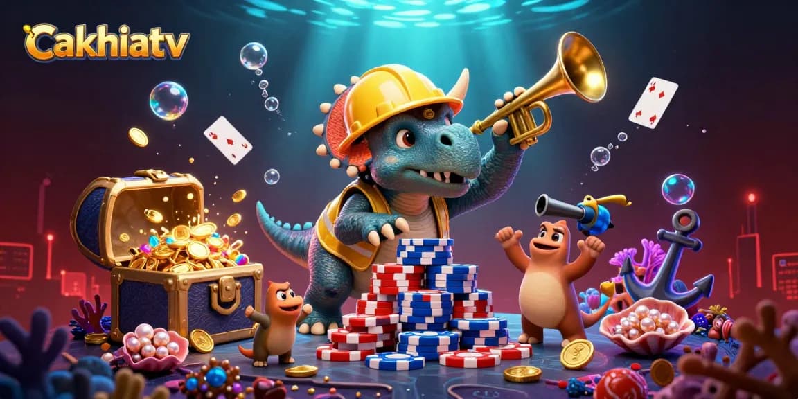 Experience the thrill of cakhiatv with a vibrant 3D casino celebration of poker and fun elements.