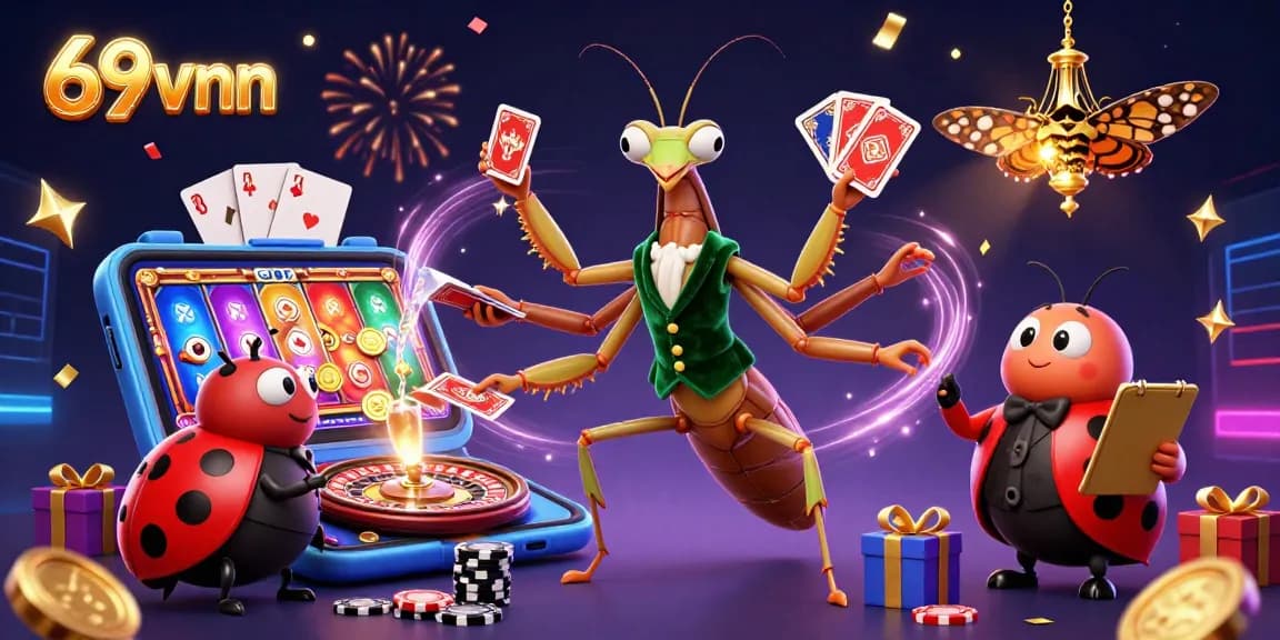 Play and win at 69vnn with the vibrant casino scene featuring engaging characters and thrilling elements.