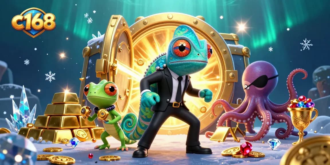 Play exciting casino games with c168 featuring vibrant characters and dazzling treasures.