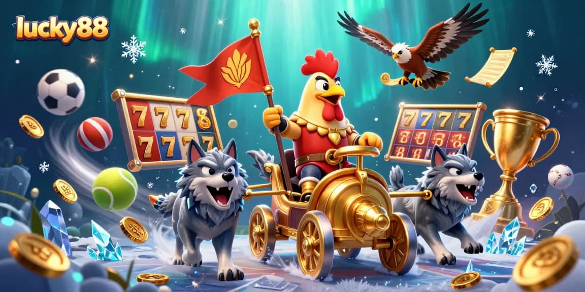 Engage with the exciting world of lucky88 in a vibrant online casino illustration showcasing dynamic game elements.