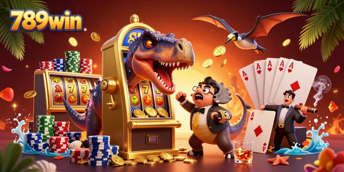 Headbutting the golden slot machine, the 789win creatures create a chaotic jackpot scene.