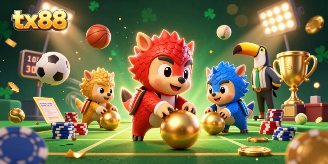 Watch tx88 pangolins bowl gold chips in an action-packed casino scene.