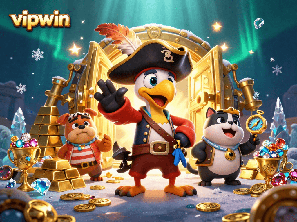Spin your fortune at vipwin with a vibrant 3D pirate scene, gold treasures, and winning charm.