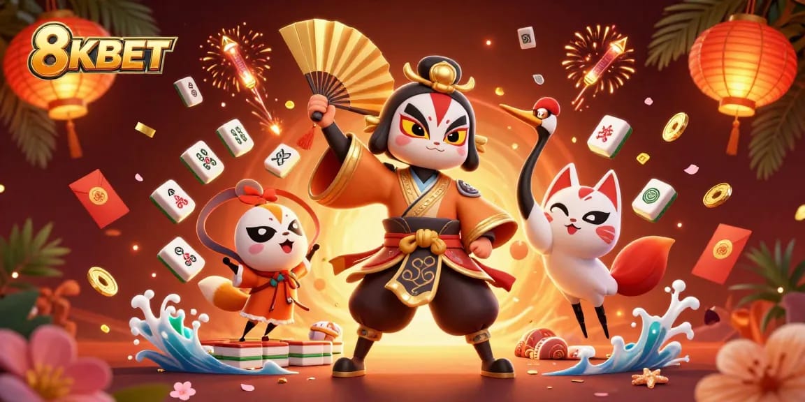 Experience the vibrant gaming world of 8KBET with dynamic elements and captivating characters.