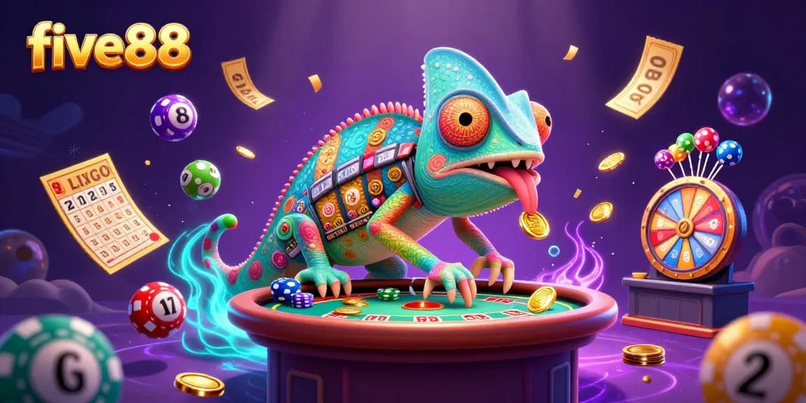 Engage with the vibrant world of gaming at five88, featuring dynamic lottery elements and colorful casino flair.