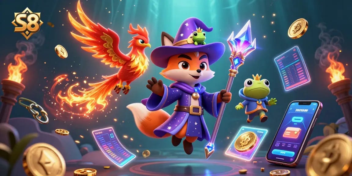 Experience thrilling jackpots with S8 in a vibrant 3D casino-themed illustration.