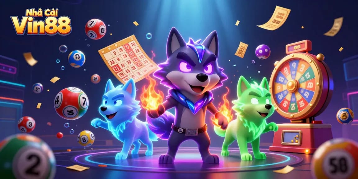 Engage with Nhà Cái Vin88 for thrilling lottery games surrounded by dynamic casino elements.