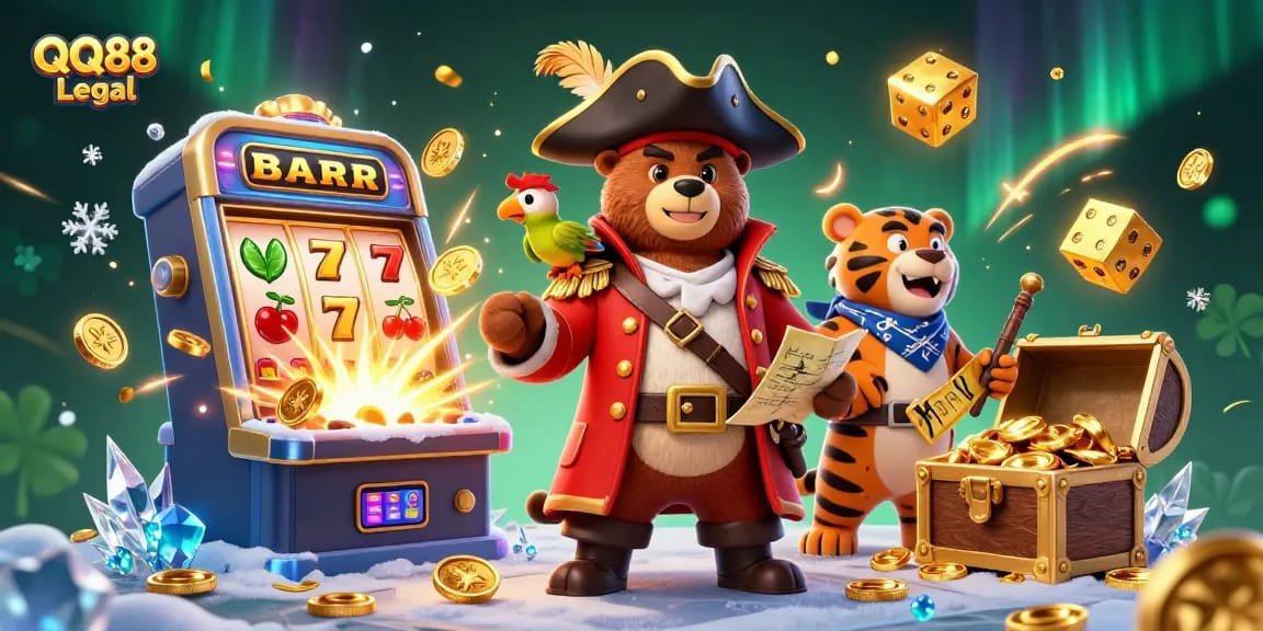 Experience excitement with QQ88 Legal's vibrant pirate-themed casino scene featuring adventures and jackpots.