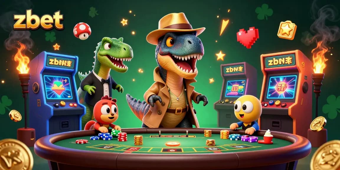 Bet with confidence at zbet as animated characters strategize at a vibrant casino table.
