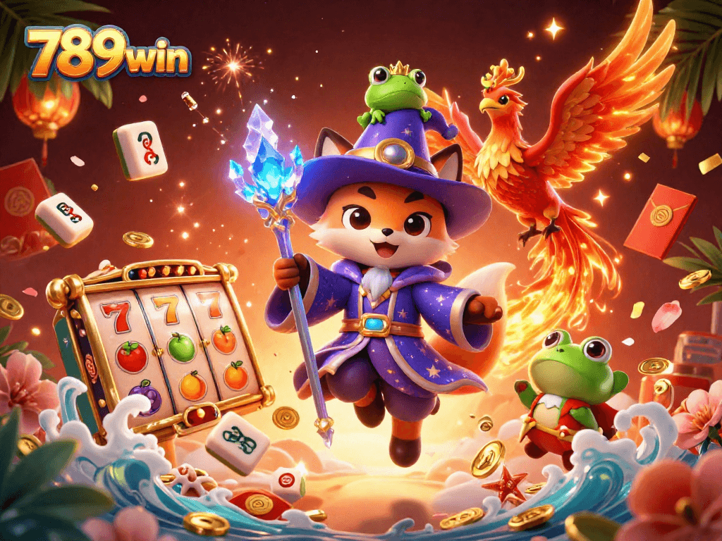 Engage with the exciting world of 789win featuring a mythical wizard fox, phoenix, and dynamic slot games.