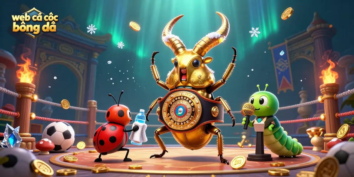 Engage in web cá cược bóng đá with a vibrant 3D illustration of unique gaming characters and rich betting elements.