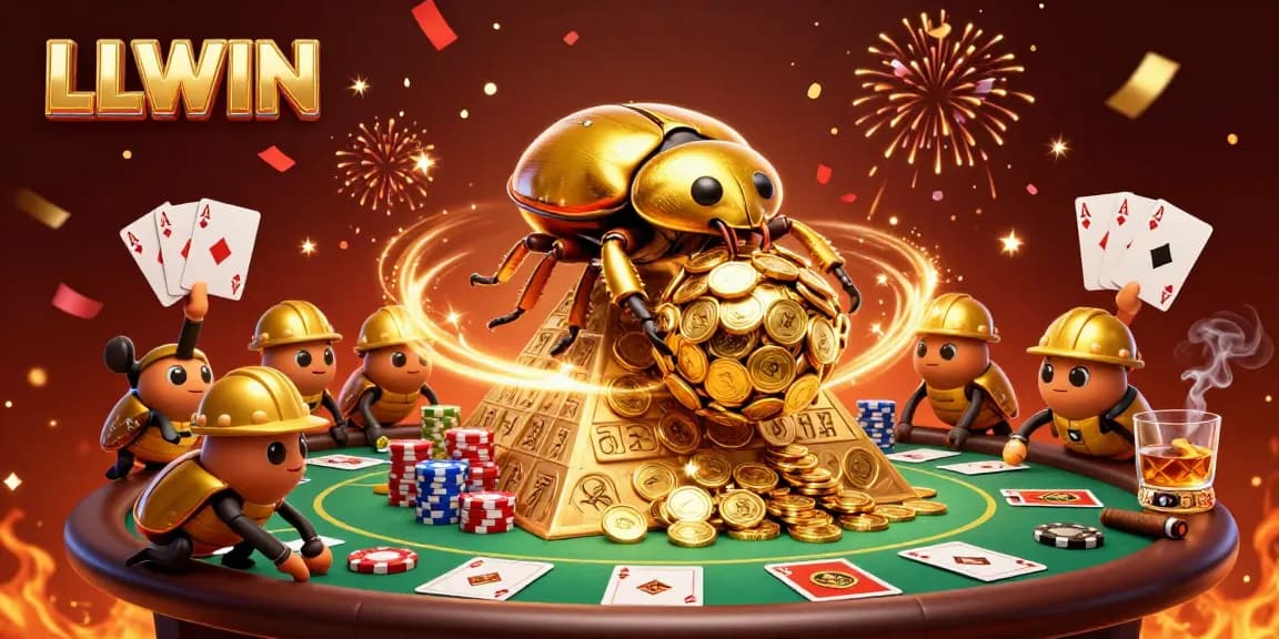 LLWIN enhances your gaming experience with golden coins and vibrant poker elements.