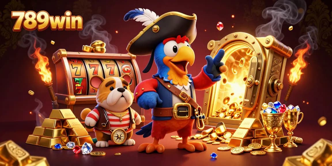 Engage with 789win's vibrant casino adventure, featuring captivating slot reels and treasure elements.
