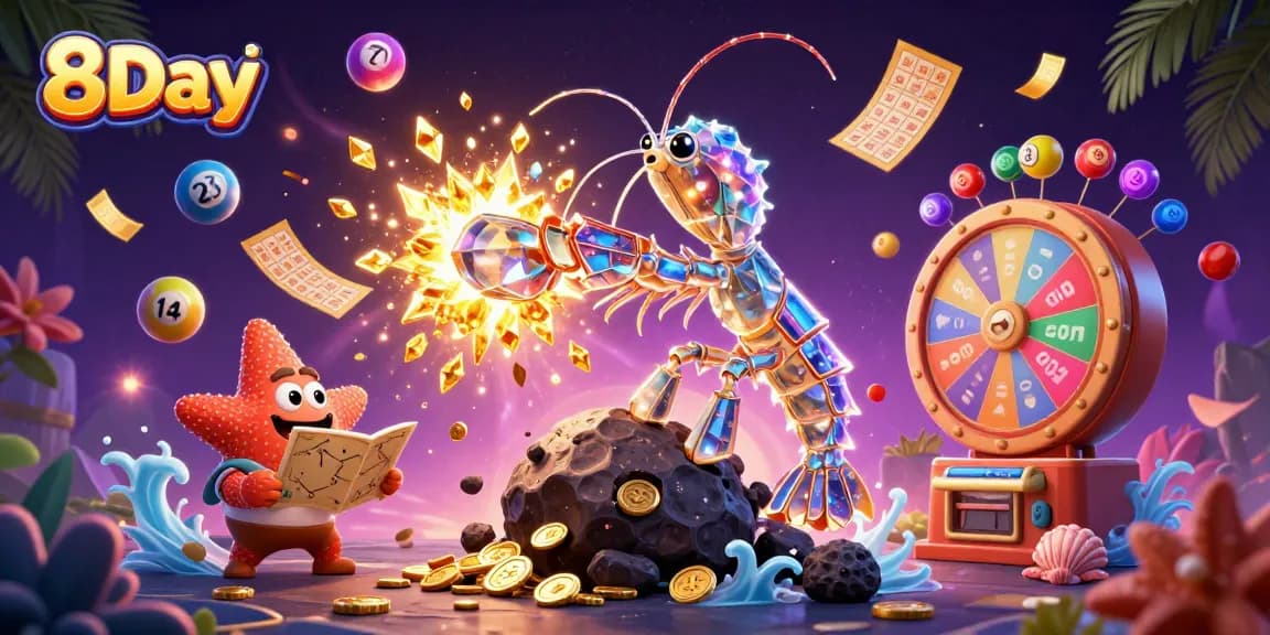 Engage in 8Day's thrilling casino adventures with a vibrant scene of galactic samurai and games.