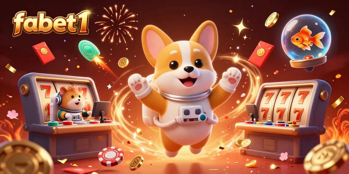 Join the fun at fabet1 with a dynamic 3D casino scene featuring lucky spins and vibrant gaming elements