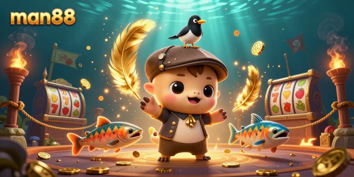 man88 promotes casino excitement with Nessie, magpie, and tartan salmon during gameplay