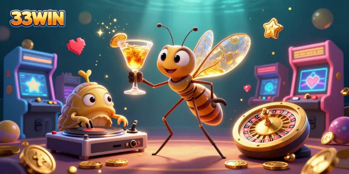 Experience thrilling play at 33WIN with unique casino mascots and vibrant gaming elements.