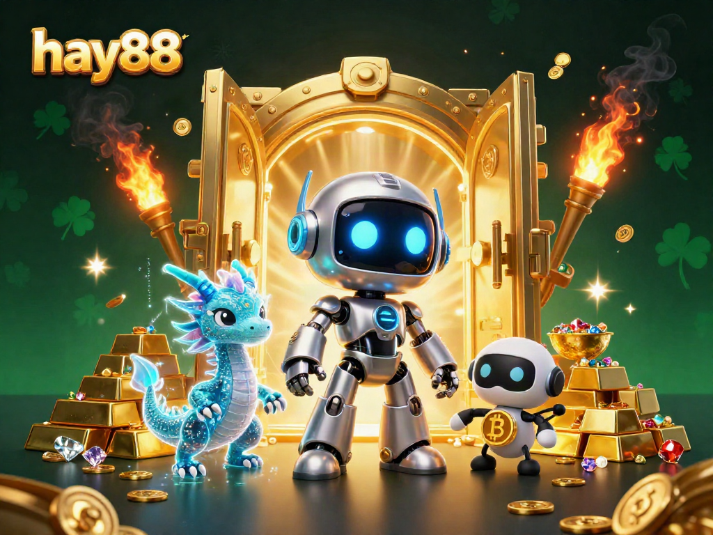 Experience thrilling gameplay with hay88 in a vibrant casino scene filled with treasures and excitement.