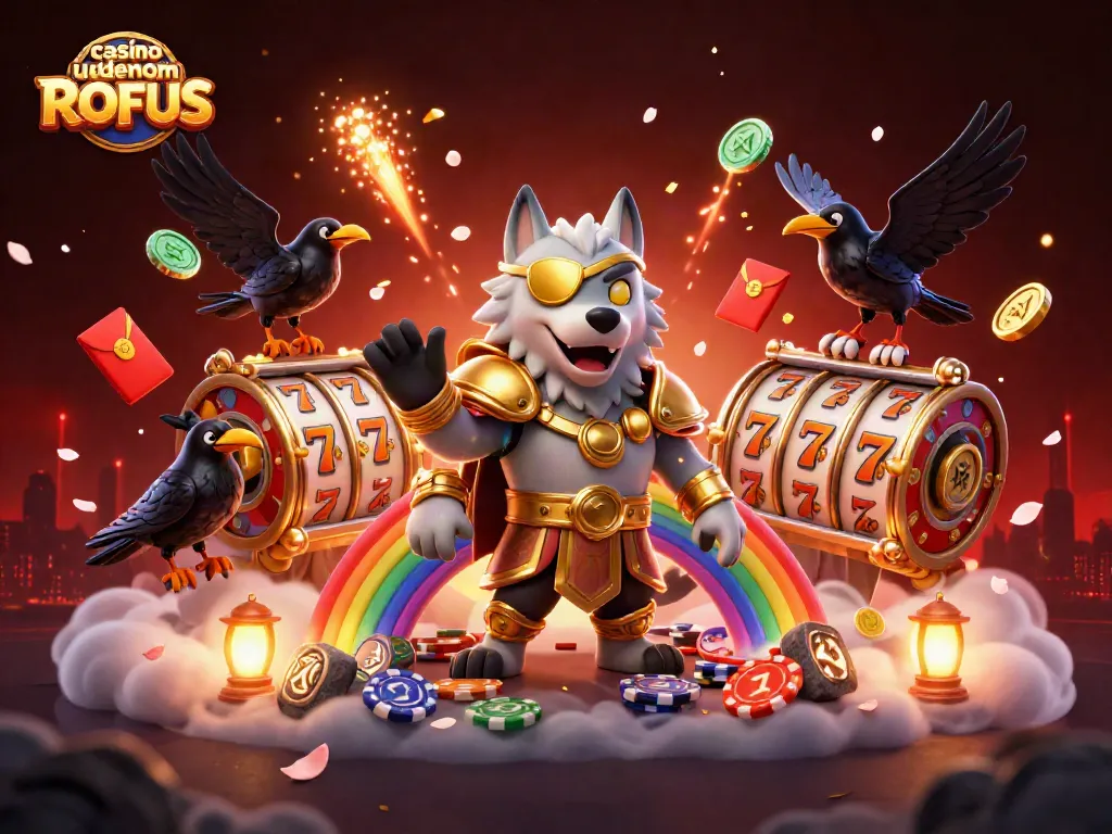 Experience gaming excitement at casino uden om ROFUS with a 3D mythical theme illustration.
