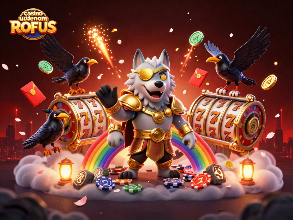 Experience gaming excitement at casino uden om ROFUS with a 3D mythical theme illustration.