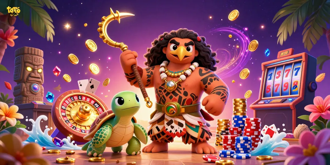 Engaging gambling scene showcasing the toto brand with cartoon characters and vibrant casino elements.