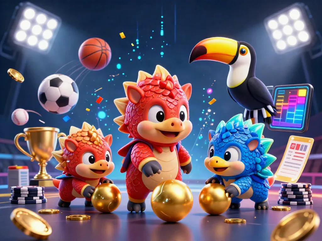 Socolivetv features rival pangolins in a dynamic gambling scene with sports balls and confetti.
