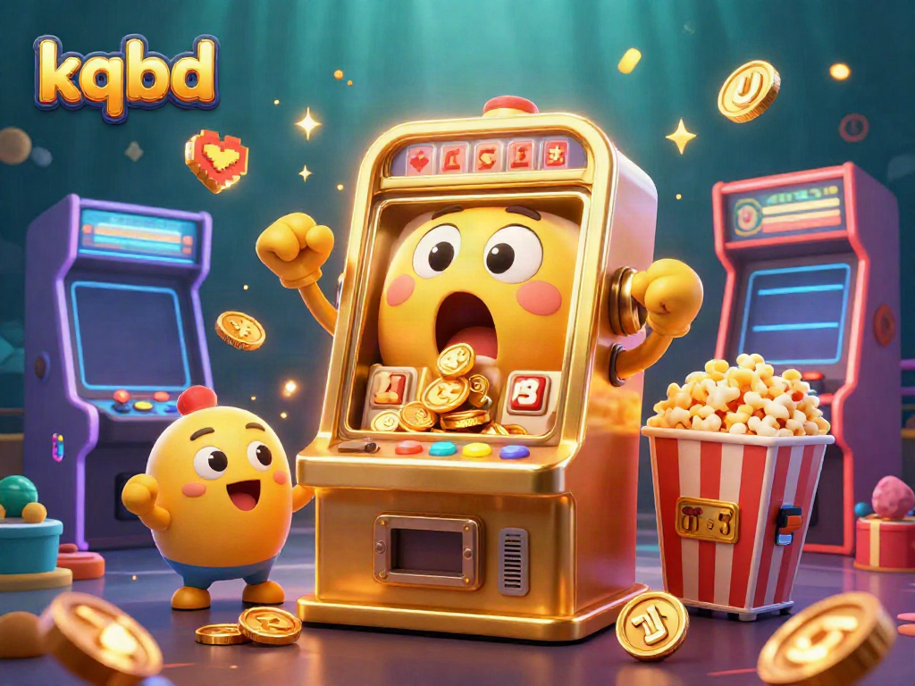 Experience kqbd excitement with a golden slot machine hitting the jackpot surrounded by cheering baby machines.