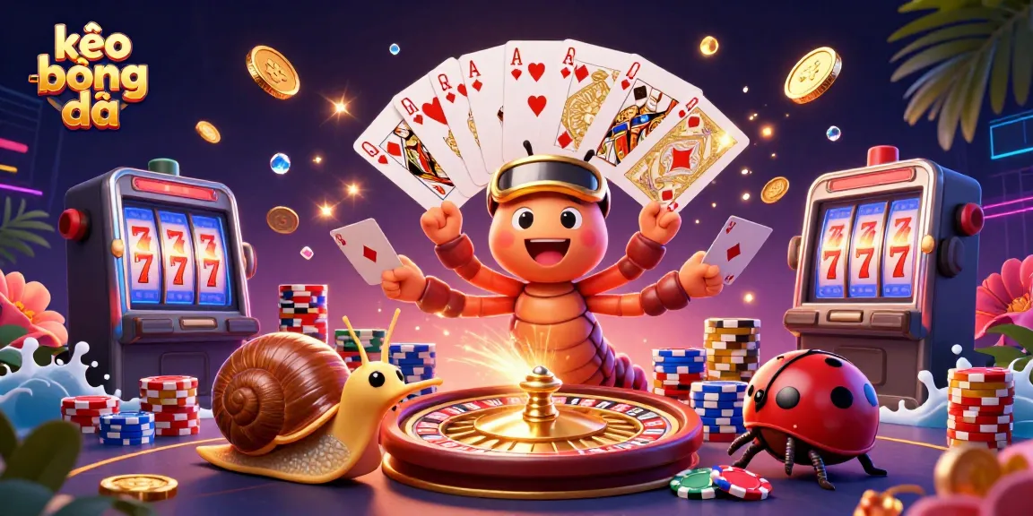 Experience kèo bóng đá excitement with dynamic characters, sparkling chips, and vibrant casino elements.