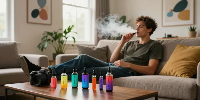 Enjoying Flerbar vape kaufen in a modern living room with colorful pods.