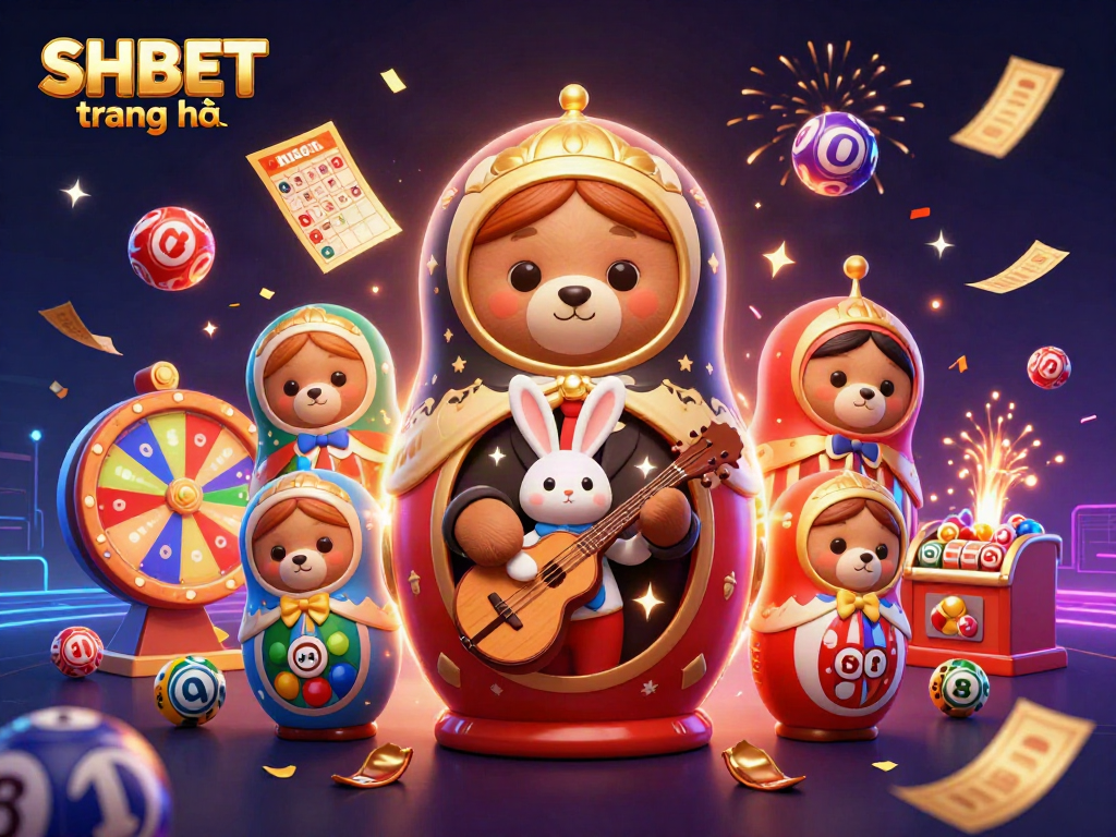 Experience excitement at SHBET trang chủ with a vibrant, dynamic casino-themed illustration showcasing playful characters and game elements.