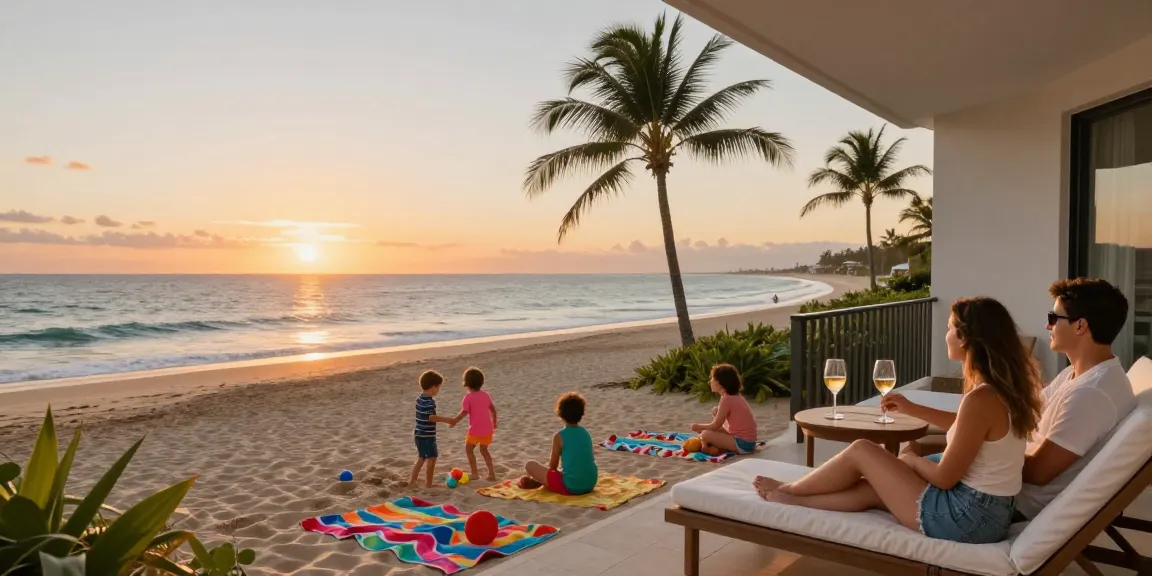 Urlaub in einer Ferienwohnung Duhnen mit Blick auf den Strand und glücklichen Familienmomenten.