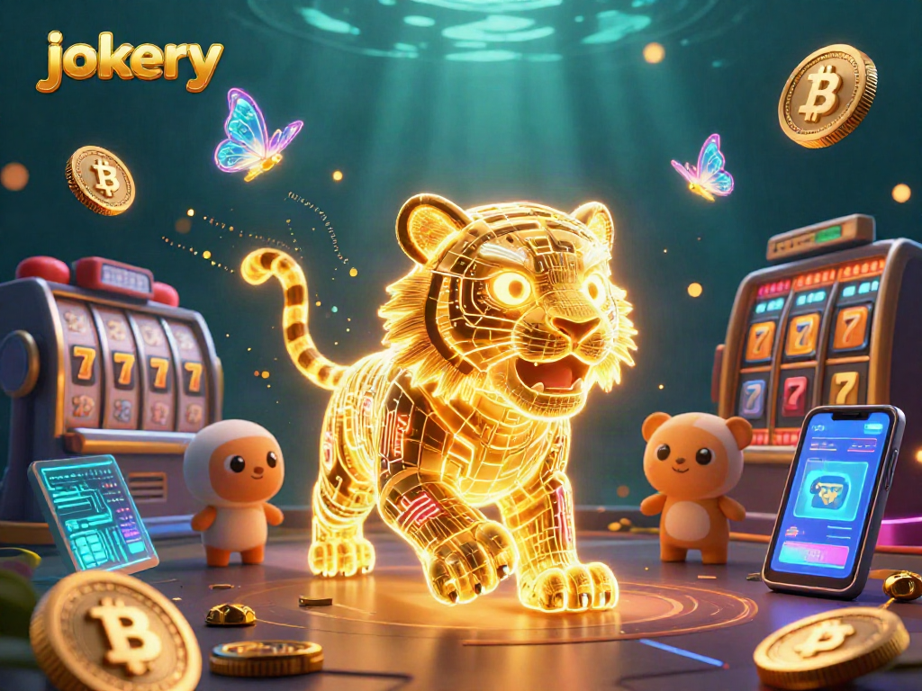 Experience exciting gameplay at Jokery with neon-wireframe visuals and slot elements