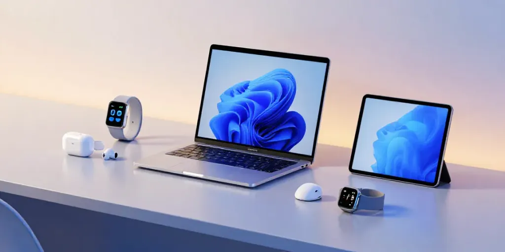 Innovative Gadgets im modernen Arbeitsbereich, ideal für Softwareentwicklung und digitale Plattformen.