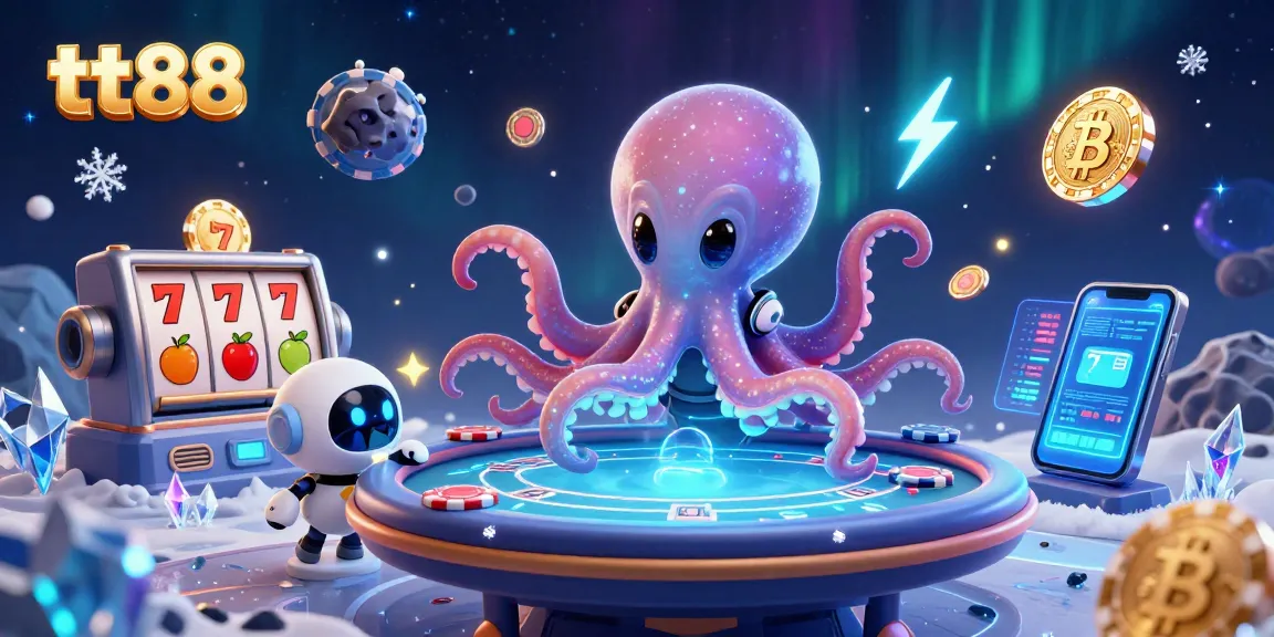 Win big with tt88 at an exciting poker table featuring an alien octopus.