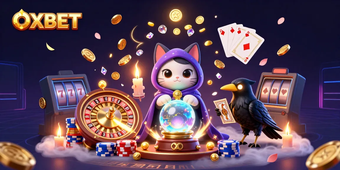 Experience thrilling moments at OXBET with vibrant casino elements including a fortune teller and mystical ambiance.