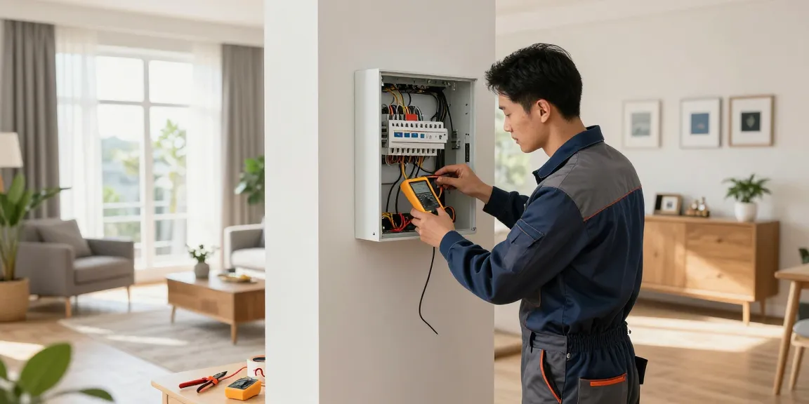 EB Elektrotechnik bei der professionellen Elektroinstallation in modernem Wohnraum.