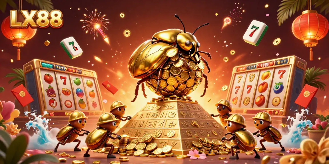 Experience the excitement of LX88 with a golden slugger and vibrant casino symbols.