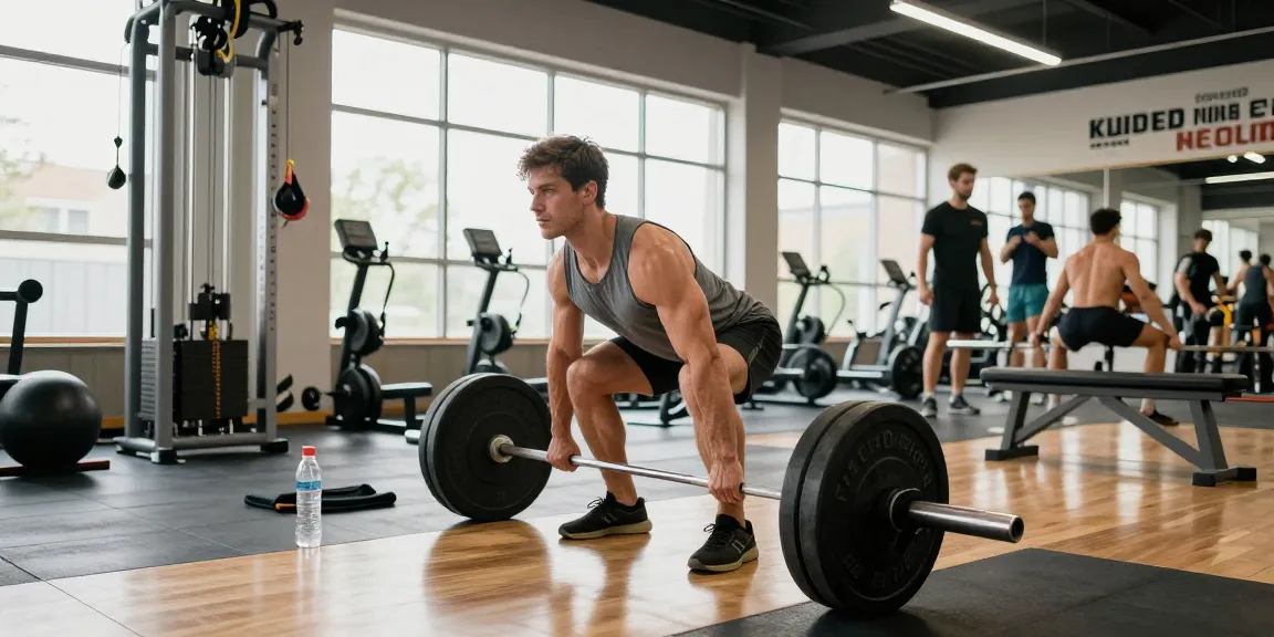 Astera Shop: Sportler hebt Gewichte im Fitnessstudio, präsentiert Produkte.