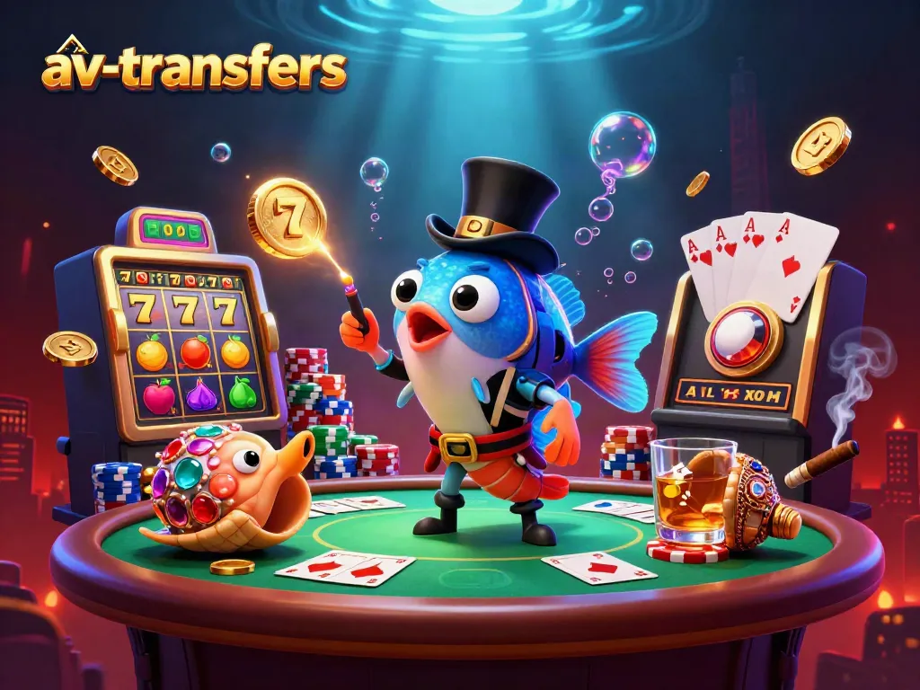 Experience thrilling wins with av-transfers in a vibrant underwater casino scene.