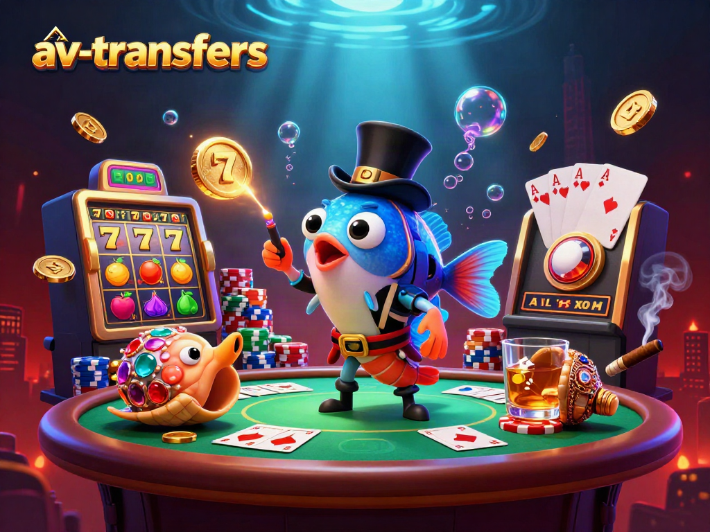 Experience thrilling wins with av-transfers in a vibrant underwater casino scene.