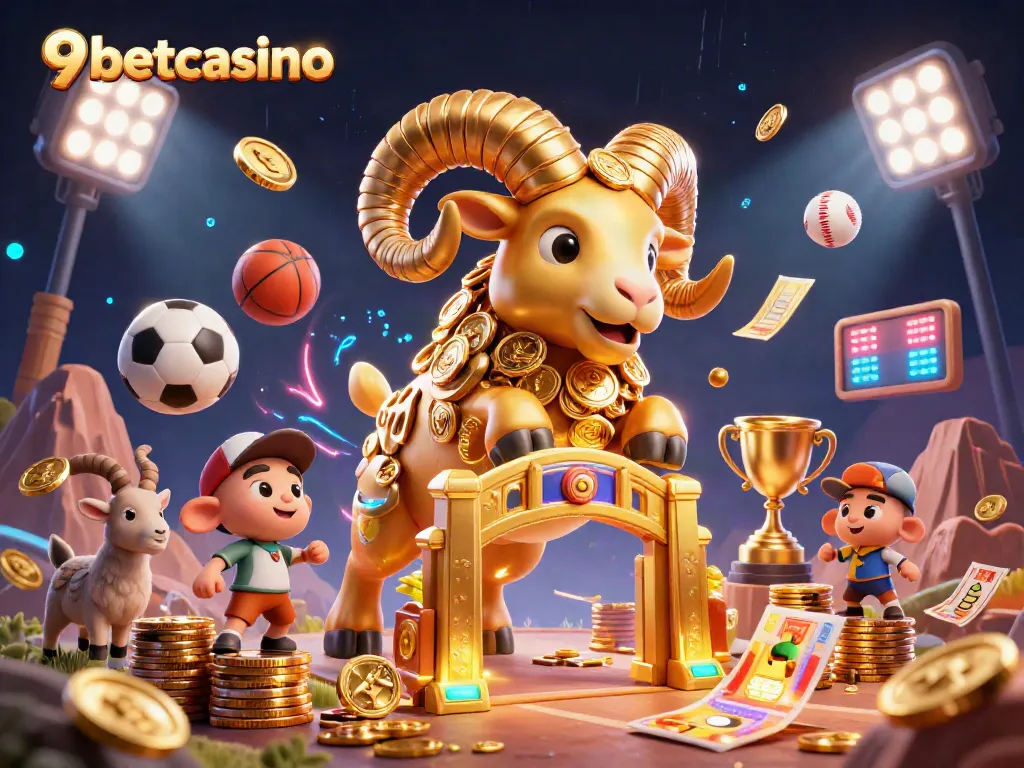Experience 9betcasino's thrilling action with colorful gambling elements and dynamic characters.