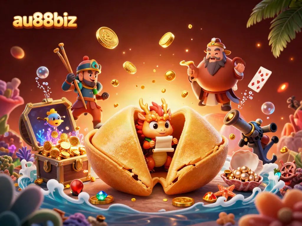 Experience exciting gameplay with au88biz's vibrant 3D casino illustration featuring dynamic characters and elements.