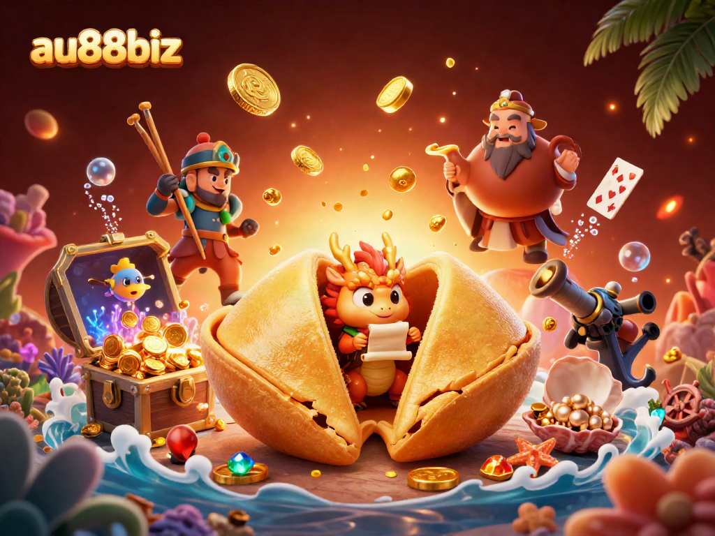 Experience exciting gameplay with au88biz's vibrant 3D casino illustration featuring dynamic characters and elements.