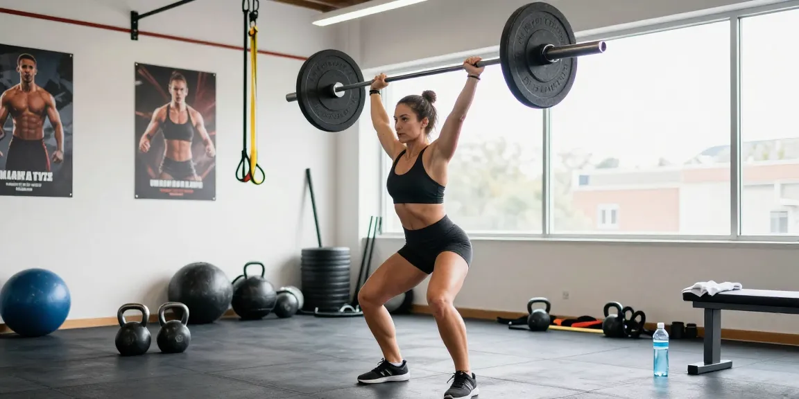 Anabolika Shop workout scene with a woman lifting weights in a vibrant gym, showcasing fitness dedication and strength.