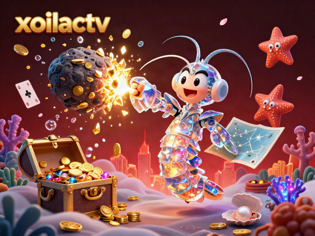 Experience exciting gameplay with xoilactv as the galactic samurai mantis shrimp battles asteroids filled with gold coins and gems.