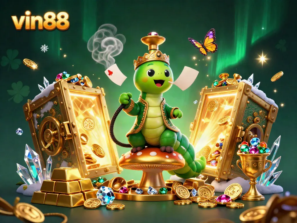 Experience thrilling wins at vin88, where a whimsical caterpillar masterfully blends gaming magic with a vibrant casino atmosphere.