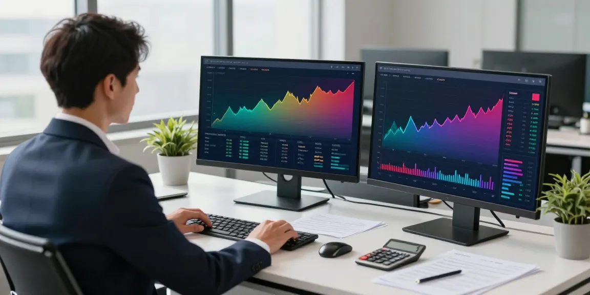 Escena de gestión financiera con análisis de netcash en un entorno de oficina moderna.