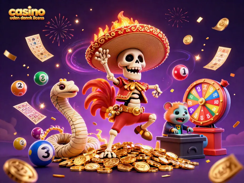 Join the fun at a casino uden dansk licens with vibrant characters celebrating big wins!