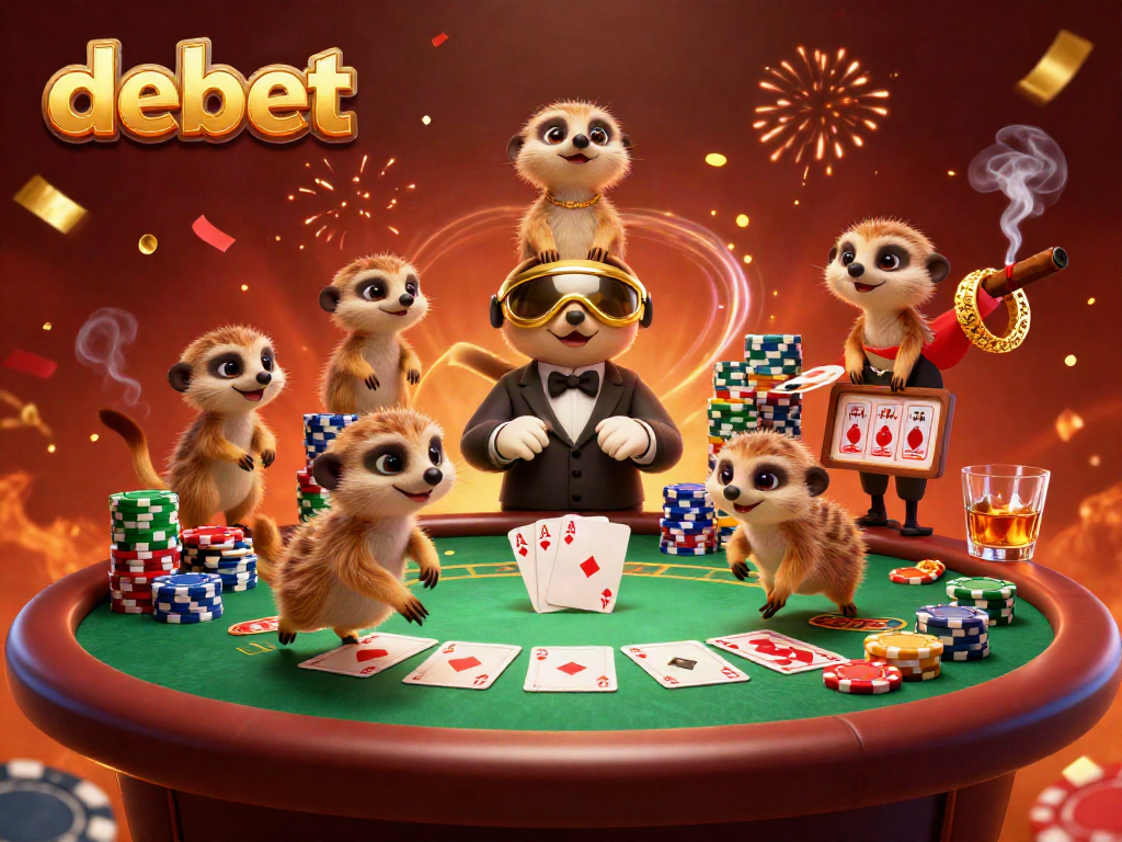 Experience the thrill at Debet casino with meerkats running the vibrant gaming scene.