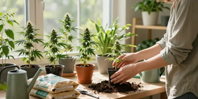 Planting cannabis cuttings indoor with careful attention while stecklinge bestellen for home cultivation.